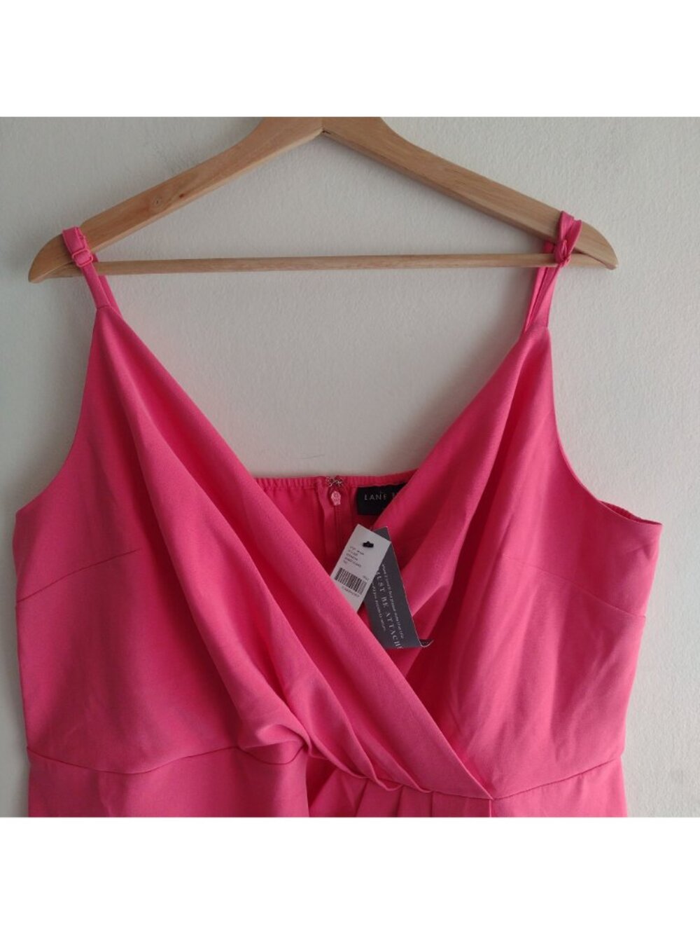 Lane Bryant Pleated Front Dress 20 NEW Hot Pink Sexy Flirty Midi - Picture 3 of 12